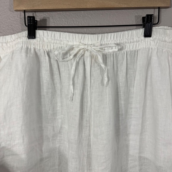 Elie Tahari Woman's Size 2X White 100% Linen Sheer Pull On Pants Swim Coverup - Picture 10 of 12